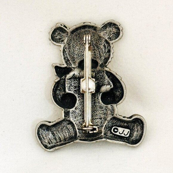 JJ (Jonette Jewelry) Pewter & Gold-Tone Teddy Bear Brooch Pin - Picture 5 of 7